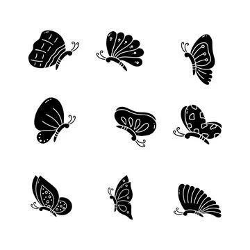 Butterfly hand drawn solid icon vector illustration Stock Illustration