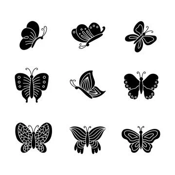 Butterfly hand drawn solid icon vector illustration Stock Illustration