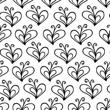 Butterfly heart vector seamless pattern Stock Illustration