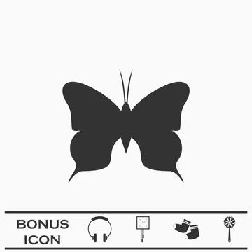 Butterfly icon flat Stock Illustration