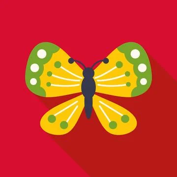 Butterfly icon flying with long shadow design Stock Illustration