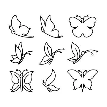 Butterfly icon line set Stock Illustration
