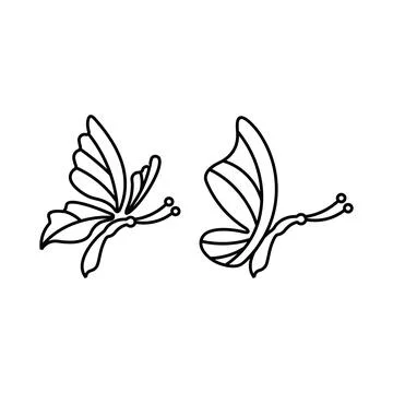Butterfly icon line set Stock Illustration
