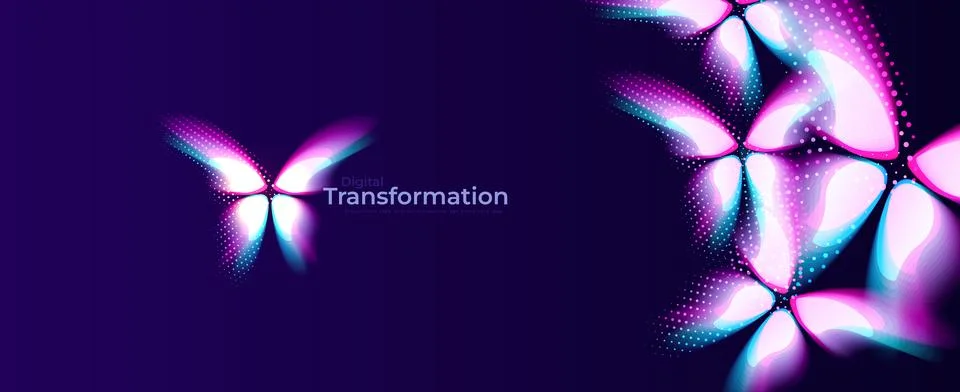 Butterfly Icon Logo Digital Transform Concept, AI Science Tech Transformation Stock Illustration