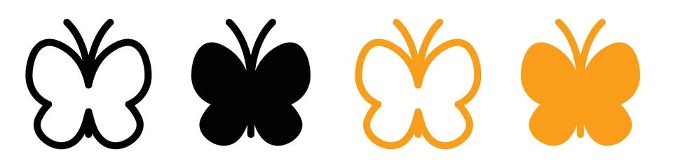 Butterfly icon logo set vector Stock Illustration