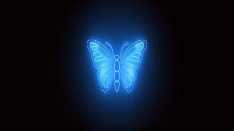 Butterfly icon with neon light effect green screen background Stock Footage 295721346