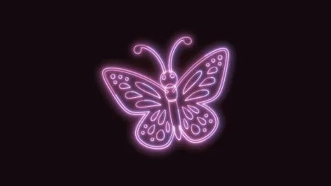 Butterfly Icon Neon Seamless Loop with Black Background 4K Video stock 311301210