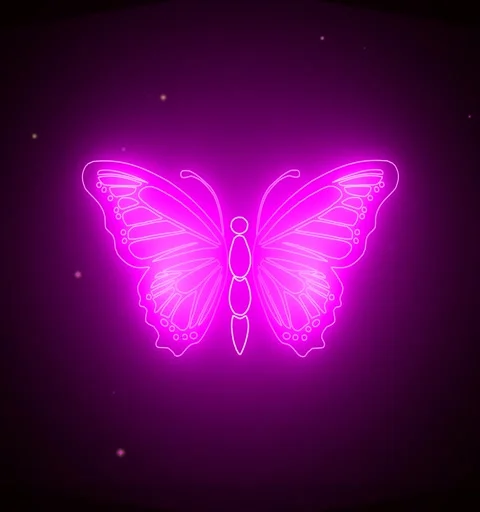 Butterfly icon with pink light effect green screen background Stock Footage 295721349