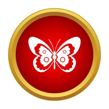 Butterfly icon in red circle button vector 스톡 일러스트