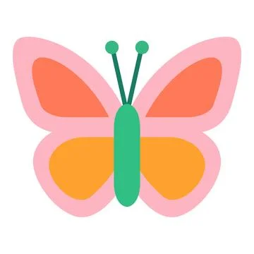 Butterfly icon representing spring, nature, freedom, with colorful wings Stock Illustration