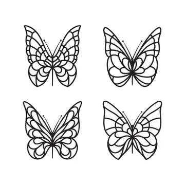 Butterfly icon set Stock Illustration