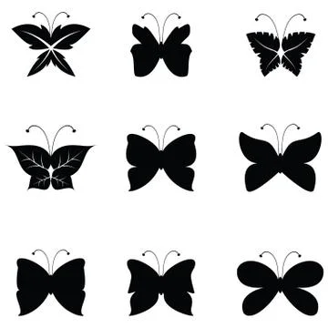Butterfly icon set Stock Illustration