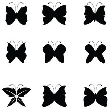 Butterfly icon set Stock Illustration