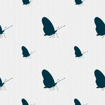 Butterfly icon sign. Seamless pattern with geometric texture. Vector Stock Illustration