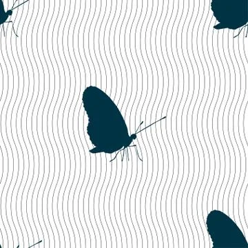 Butterfly icon sign. Seamless pattern with geometric texture. Vector Stockillustratie