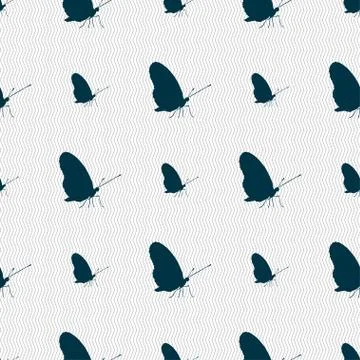 Butterfly icon sign. Seamless pattern with geometric texture. Vector Stock Illustration