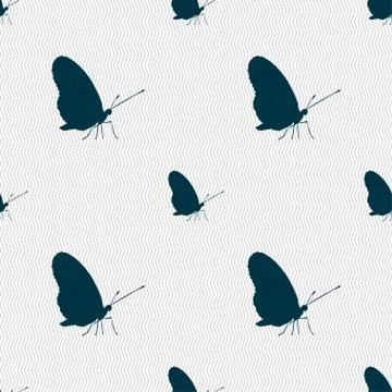 Butterfly icon sign. Seamless pattern with geometric texture. Vector Stockillustratie