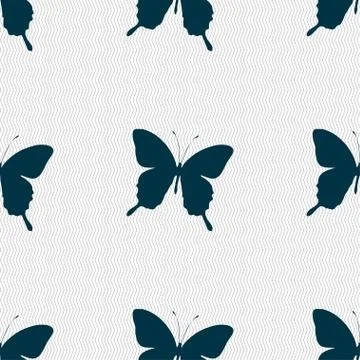 Butterfly icon sign. Seamless pattern with geometric texture. Vector Stockillustratie