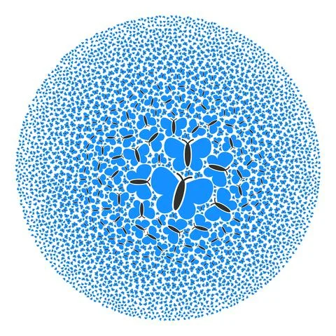 Butterfly Icon Spheric Bubble Collage Stock Illustration