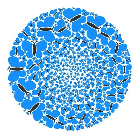 Butterfly Icon Spheric Cluster Collage Stock Illustration