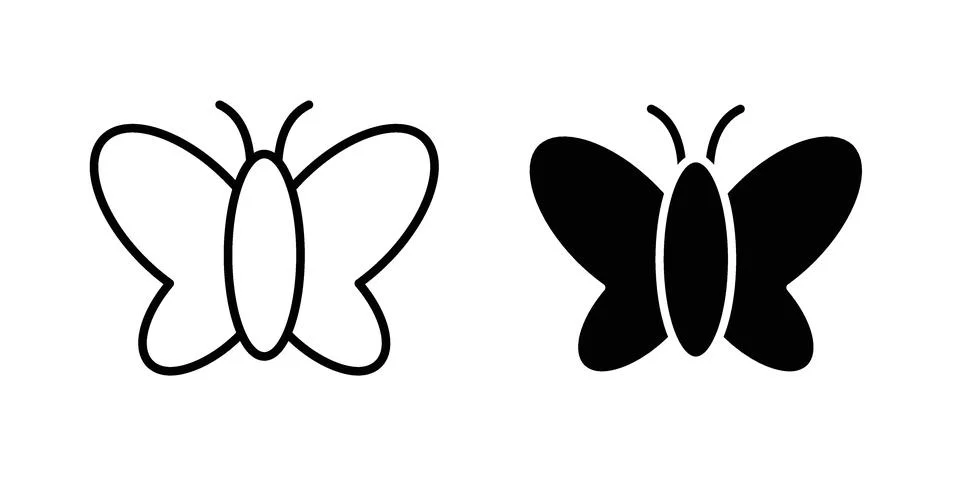 Butterfly icon vector concepts, line and silhouette style Stock Illustration