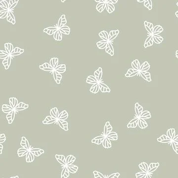 Butterfly insect line seamless pattern Stock Illustration