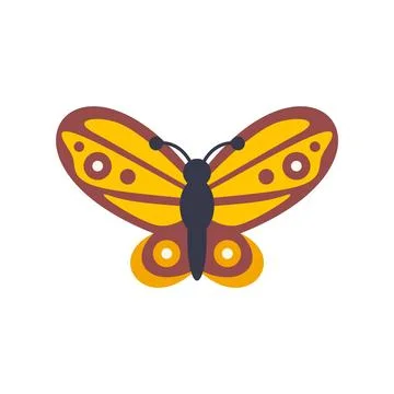 Butterfly insect with yellow wings flat design icon Stock Illustration