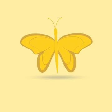 Butterfly isolated object on a yellow background Stock Illustration