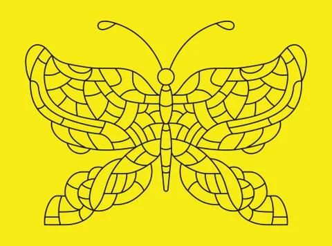 Butterfly isolated vector illustration. Feather line art. Illustrazione stock