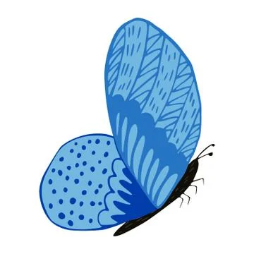 Butterfly isolated on white background. Abstract insect for pollination in bl Illustrazione stock