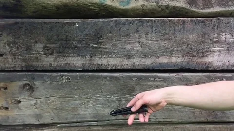 Butterfly knife trick Stock Footage 78783240