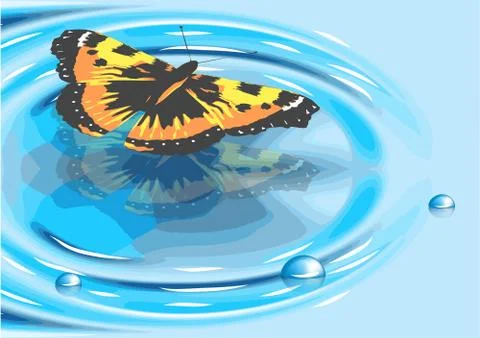 Butterfly landing Stock Illustration