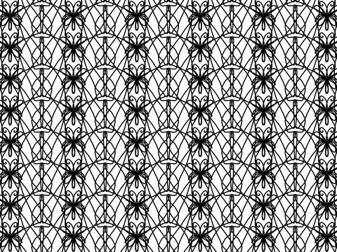 Butterfly lattice monochrome seamless pattern. Stock Illustration