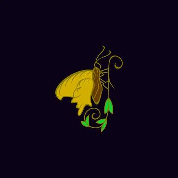 Butterfly with leaf Stock Illustration
