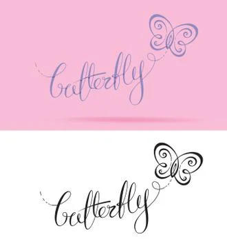 Butterfly Lettering. Stock Illustration