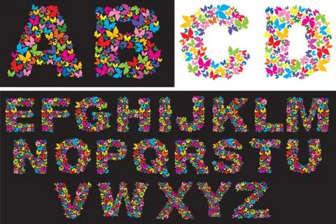 Butterfly letters Stock Illustration
