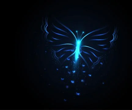 Butterfly from light particles. Vector illustration. Stock Illustration