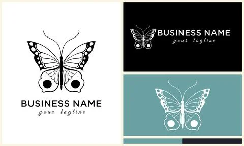 Butterfly line vector logo template Illustrazione stock