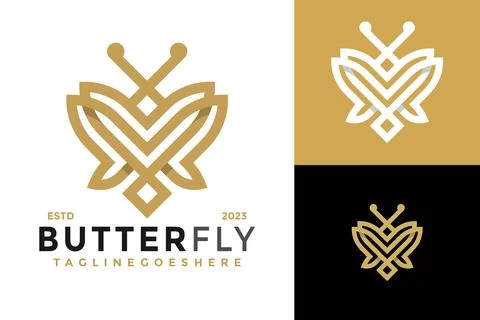 Butterfly linear design vector symbol icon illustration Stock Illustration