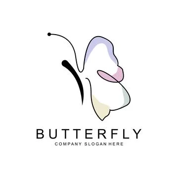 Butterfly Logo Design, Beautiful Flying Animal, Company Brand Icon Illustra.. Stock Illustration