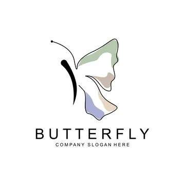 Butterfly Logo Design, Beautiful Flying Animal, Company Brand Icon Illustra.. Stock Illustration