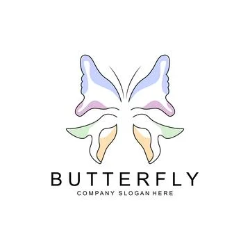 Butterfly Logo Design, Beautiful Flying Animal, Company Brand Icon Illustra.. Stock Illustration