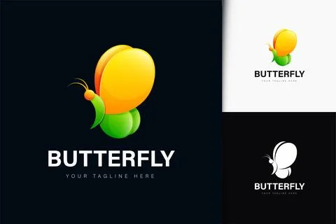 Butterfly logo design with gradient Stock Illustration