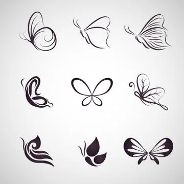 Butterfly logo icon vector set Stock Illustration