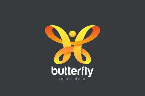 Butterfly Logo Ribbon Loop design vector template. Beauty Fashion Luxury lo.. Stock Illustration