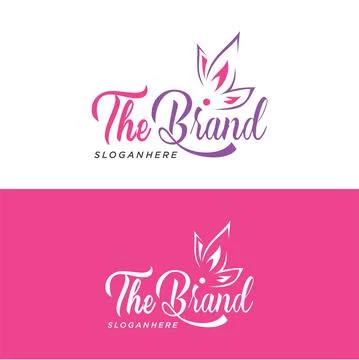 Butterfly logo Saloon Design Vector Stock. Spa and Cosmetics Salon beauty logo d Stock Illustration