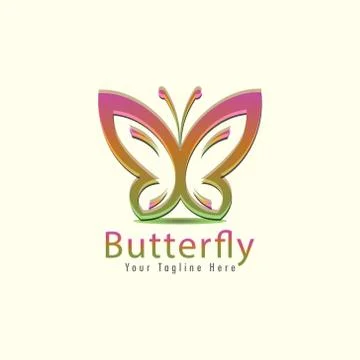 Butterfly logotype design concept template stylized business logo idea on lig Stock Illustration