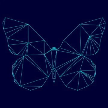 Butterfly low poly triangulation triangulated polygonal electric cyan blue vi Ilustración de archivo