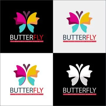Butterfly modern logo template design for brand or company and other Stock Illustration