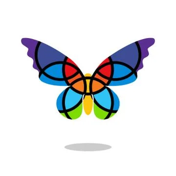 Butterfly mosaic isolated with drop shadow. White background. Butterfly logo Illustrazione stock